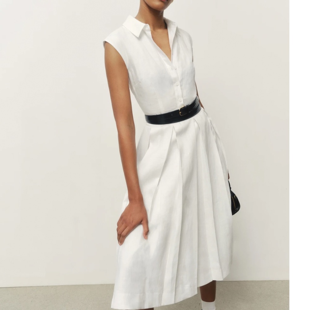 Reformation Prim Linen Midi Dress - White